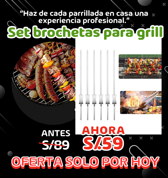 SET DE 6 BROCHETAS EN ACERO INOXIDABLE