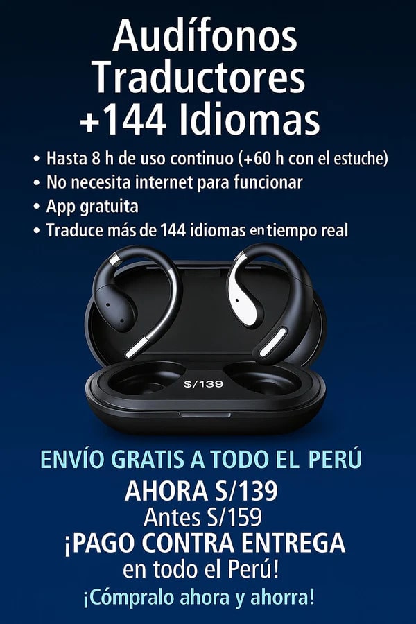 AUDIFONOS TRADUCTORES Q39 OWS + 144 IDIOMAS ✅ ¡Compra 100% segura! 🚚 Envío gratis a todo el país 💰 Paga cuando lo recibas 🔔 ¡Solo por hoy! 🔥 Stock limitado