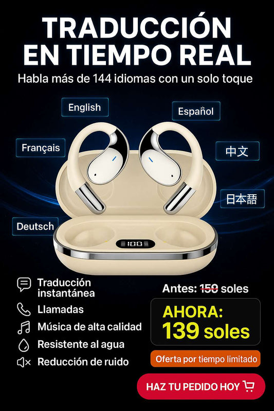 AUDIFONOS TRADUCTORES Q39 OWS + 144 IDIOMAS  ✅ ¡Compra 100% segura! 🚚 Envío gratis a todo el país 💰 Paga cuando lo recibas 🔔 ¡Solo por hoy! 🔥 Stock limitado